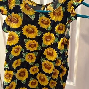 Floral Sunflower Print Women's Blouse